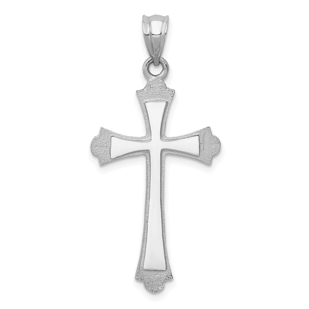 14k White Gold Cross Pendant, 37 x 18 mm