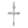 14k White Gold Nail Cross Pendant, 40 x 20 mm