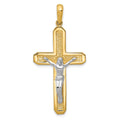 14k Two-tone Crucifix Pendant, 44 x 22 mm