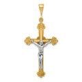 14k Two-tone Crucifix Pendant, 48 x 22 mm