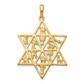 14K 12 Tribes Star Of David Pendant, 45 x 29 mm