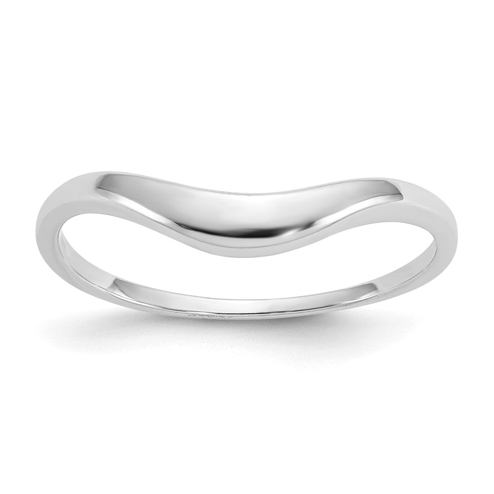 14k White Gold Polished Curve Ring, Size 6.5