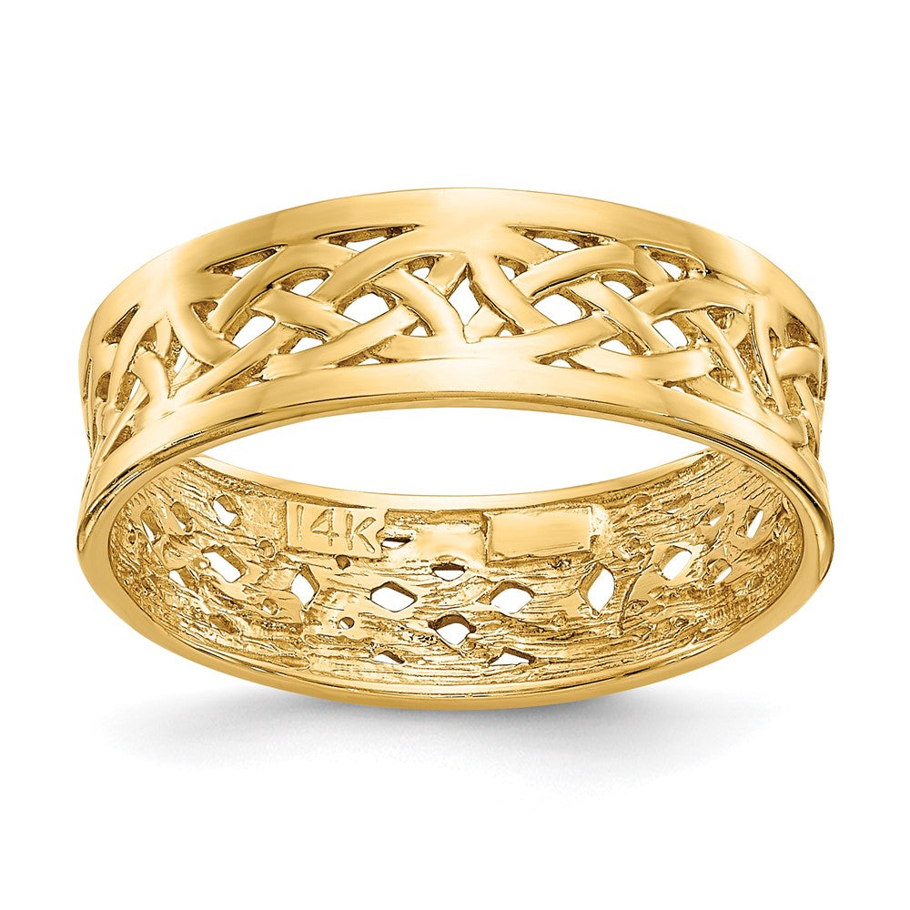 14k Polished Celtic Knot Band, Size 7