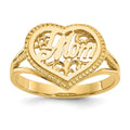 14k #1 MOM in Heart Ring, Size 7