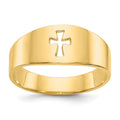 14k Polished Cut-out Cross Ring, Size 8