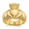 14k Polished Mens Domed Claddagh Ring, Size 8.5