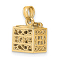 14K 3-D FAITH and HOPE Opening Prayer Box Charm, 17 x 14 mm