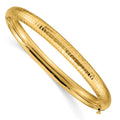 14k 4/16 Polished Fancy Hammered 6.50mm Hinged Oval Bangle Bracelet, 7.25 x 6.5 mm