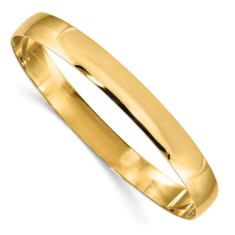 14k 8mm Solid Polished Half-Round Slip-On Round Bangle Bracelet, 8 mm