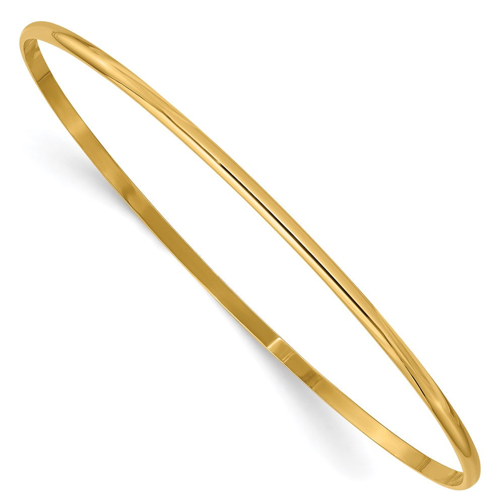 14k 2mm Solid Polished Half-Round Slip-On Round Bangle Bracelet, 2 mm