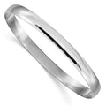 14k White Gold 6mm Solid Polished Half-Round Slip-On Round Bangle Bracelet, 6 mm