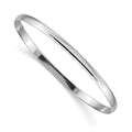 14k White Gold 4mm Solid Polished Half-Round Slip-On Round Bangle Bracelet, 8 x 4 mm