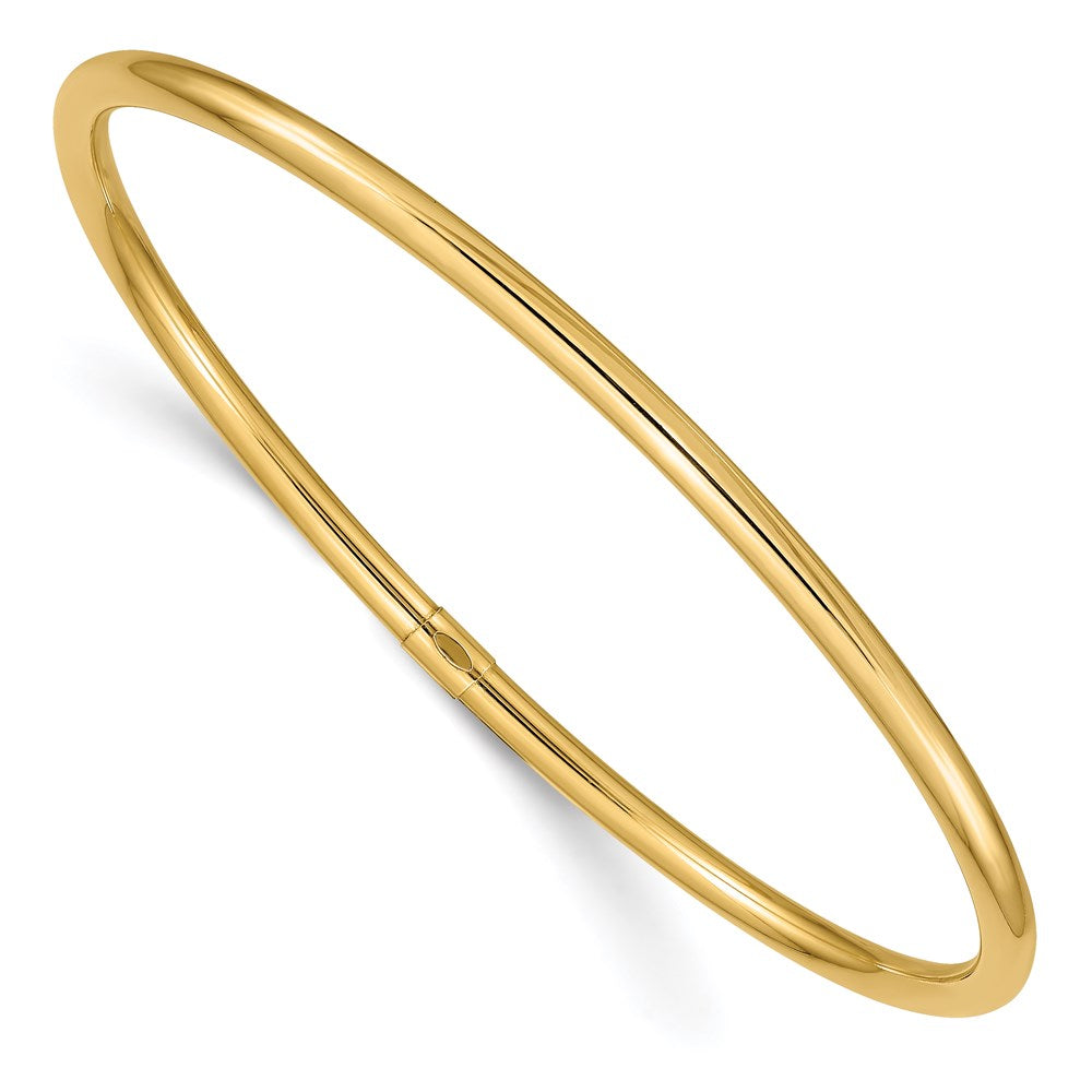 14k Polished Round Tube 3.00mm Slip-on Round Bangle Bracelet, 8.25 x 3 mm