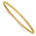 14k Polished Diamond-cut Tube 3.00mm Slip-on Round Bangle Bracelet, 8 x 3 mm