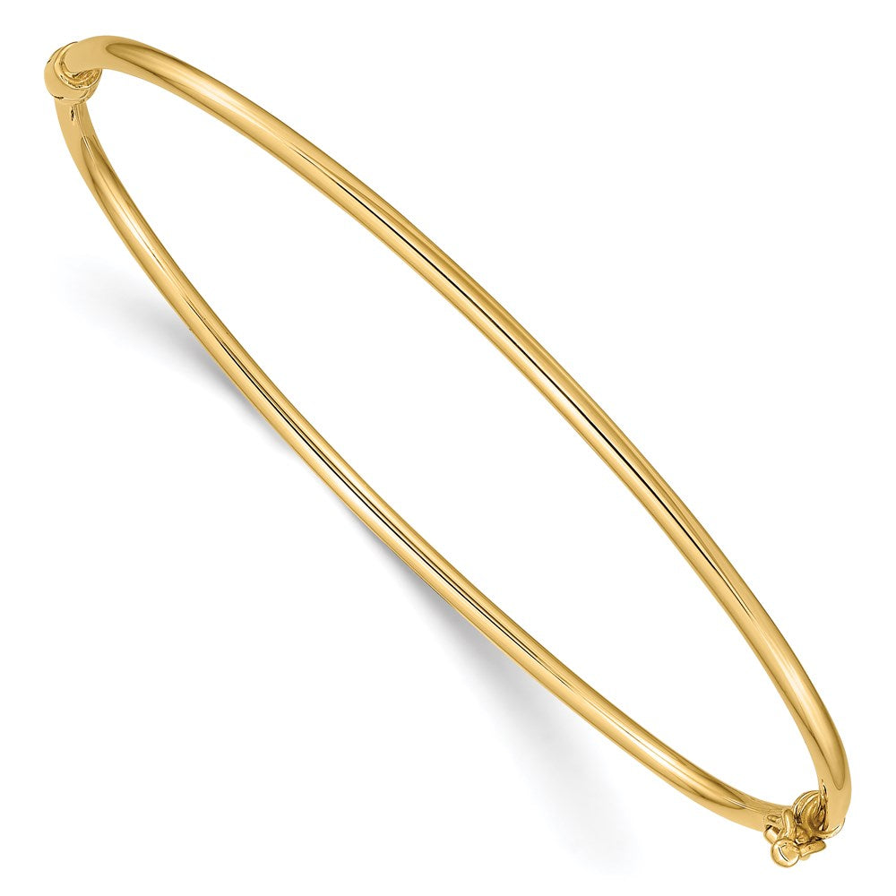 14K Polished 2.00mm Hinged Oval Bangle Bracelet, 7 x 2 mm