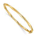 14k Polished Twisted Tube 4.00mm Hinged Oval Bangle Bracelet, 7 x 4 mm