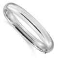 14k White Gold High Polished 10.00mm Hinged Oval Bangle Bracelet, 7.5 x 10 mm