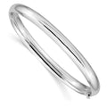 14k White Gold High Polished 6.00mm Hinged Oval Bangle Bracelet, 7 x 6 mm
