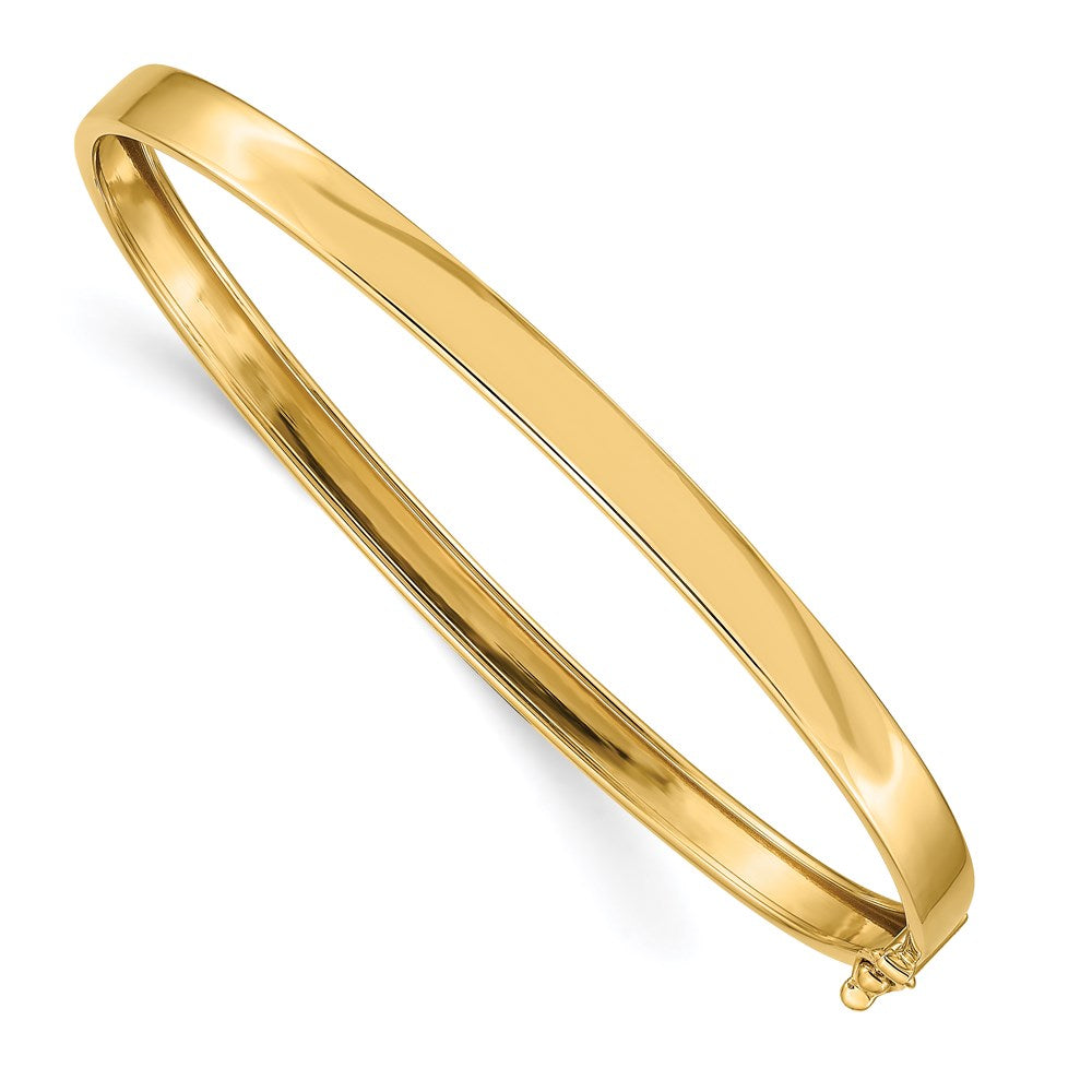 14K Polished 5.00mm Flexible Oval Bangle Bracelet, Size 8, 8 x 5 mm