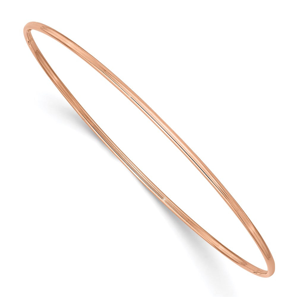 14k Rose Gold Polished 1.50mm Slip-on Round Bangle Bracelet, 8 x 1.5 mm