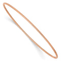 14k Rose Gold Polished Textured Twist 1.50mm Slip-on Round Bangle Bracelet, 8 x 1.5 mm