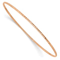 14k Rose Gold Polished Diamond-Cut 1.50mm Slip-on Round Bangle Bracelet, 8 x 1.5 mm