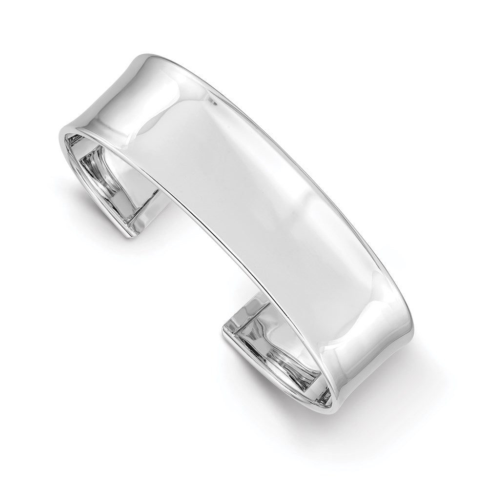 14k White Gold 18.5mm Polished Cuff Bangle Bracelet, 18.5 mm
