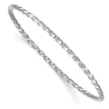 14k White Gold Polished Twisted 2.50mm Slip-on Round Bangle Bracelet, 8 x 2.5 mm