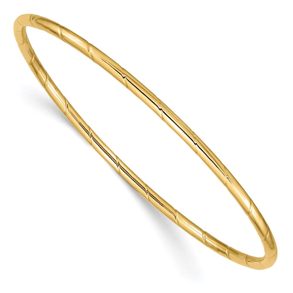 14k Polished Grooved 2.50mm Slip-on Round Bangle Bracelet, 8 x 2.5 mm