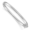 14k White Gold Polished 3.75mm Hinged Safety Clasp Baby Bangle, 5 x 3.75 mm