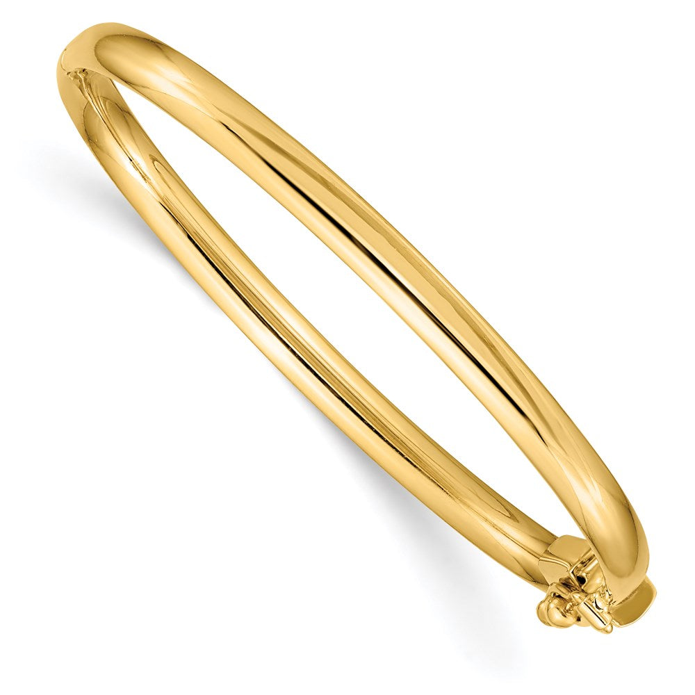 14k Polished 3.75mm Hinged Safety Clasp Baby Bangle, 5 x 3.75 mm