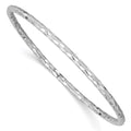 14k White Gold Polished Textured 3.00mm Slip-on Round Bangle Bracelet, 8 x 3 mm