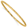 14k Polished Textured 3.00mm Slip-on Round Bangle Bracelet, 8 x 3 mm
