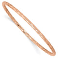 14K Rose Gold Polished Textured 3.00mm Slip-on Round Bangle Bracelet, 8 x 3 mm