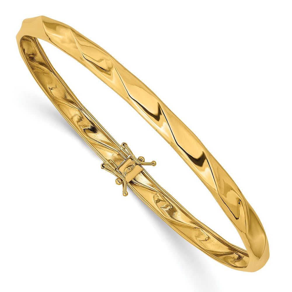 14k Polished Twisted 5.00mm Flexible Round Bangle Bracelet, 8 x 5 mm
