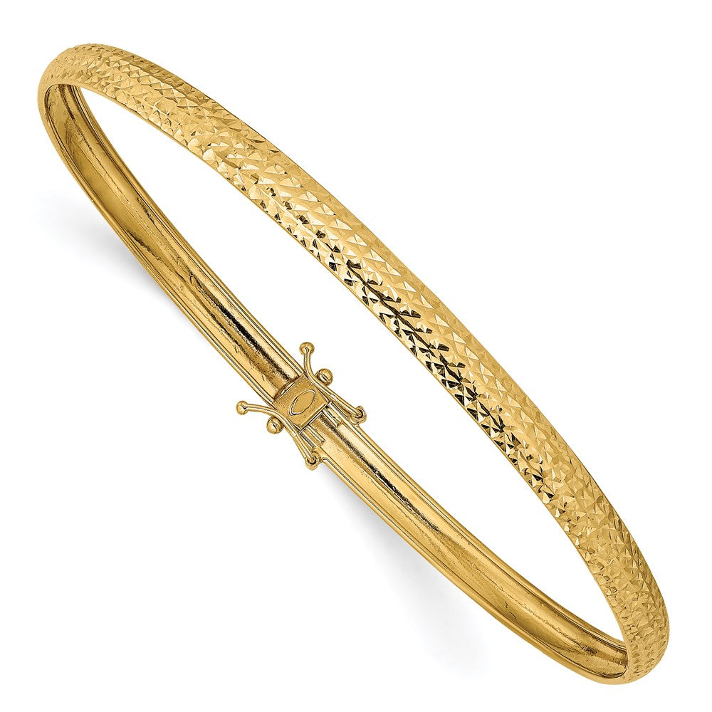 14K Polished Diamond-cut 4.25mm Flexible Round Bangle Bracelet, 8 x 4.25 mm