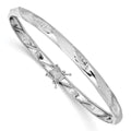 14k White Gold Polished and Satin Diamond-cut 5.00mm Flexible Round Bangle Bracelet, 4.75 mm