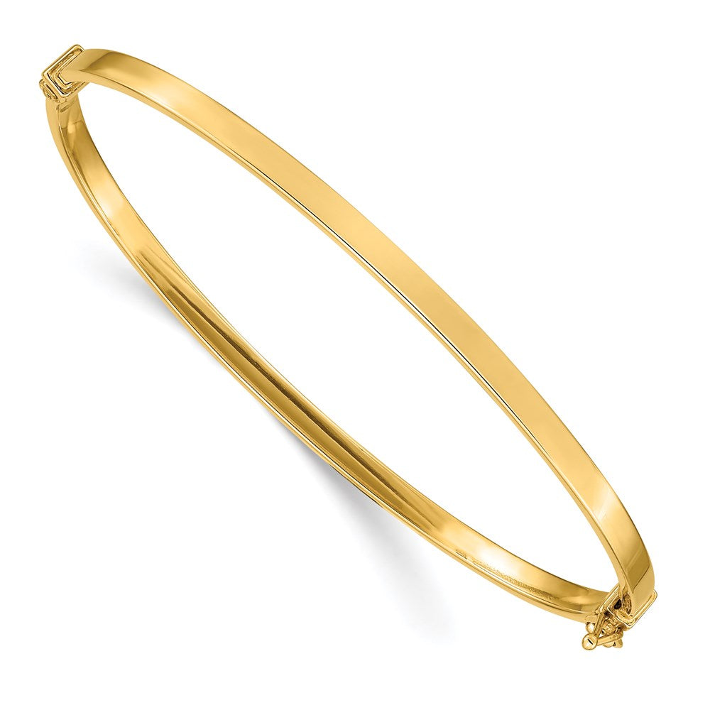 14k Polished 3.00mm Hinged Oval Bangle Bracelet, 7 x 3 mm