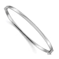 14k White Gold Polished 3.00mm Hinged Oval Bangle Bracelet, 7 x 3 mm