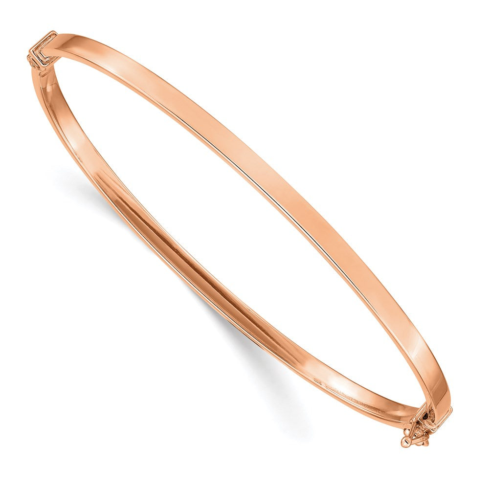 14k Rose Gold Polished 3.00mm Hinged Oval Bangle Bracelet, 7 x 3 mm