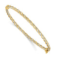 14k Two-Tone Polished 3.00mm Hinged Bangle Oval Bracelet, 7 x 3 mm