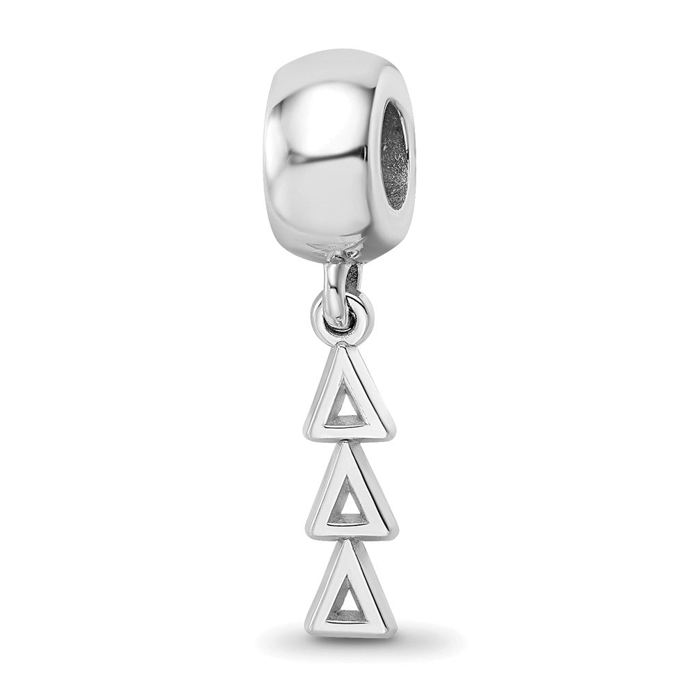 Sterling Silver RH-plated LogoArt Delta Delta Delta Vertical Letters on Bea, 0.63 x 0.17 mm