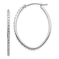 14k White Gold Diamond Fascination Diamond Dust/Accent 2x31mm Oval Hoop Earrings, 0.01 ct, 31 x 2 mm, 1.19 g