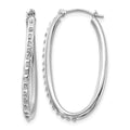 14k White Gold Diamond Fascination Diamond Dust/Accent 2x31mm Oval Hoop Earrings, 0.01 ct, 31 x 2 mm, 1.05 g