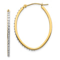14k Diamond Fascination Diamond Dust/Accent 2x31mm Oval Hoop Earrings, 0.01 ct, 31 x 2 mm
