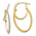 14k Diamond Fascination Diamond Dust/Accent Double Hoop Earrings, 0.01 ct, 31 x 2 mm