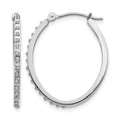14k White Gold Diamond Fascination Diamond Dust/Accent 2x26mm Oval Hoop Earrings, 0.01 ct, 29 x 2 mm