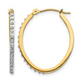 14k Diamond Fascination Diamond Dust/Accent 2x26mm Oval Hoop Earrings, 0.01 ct, 29 x 2 mm