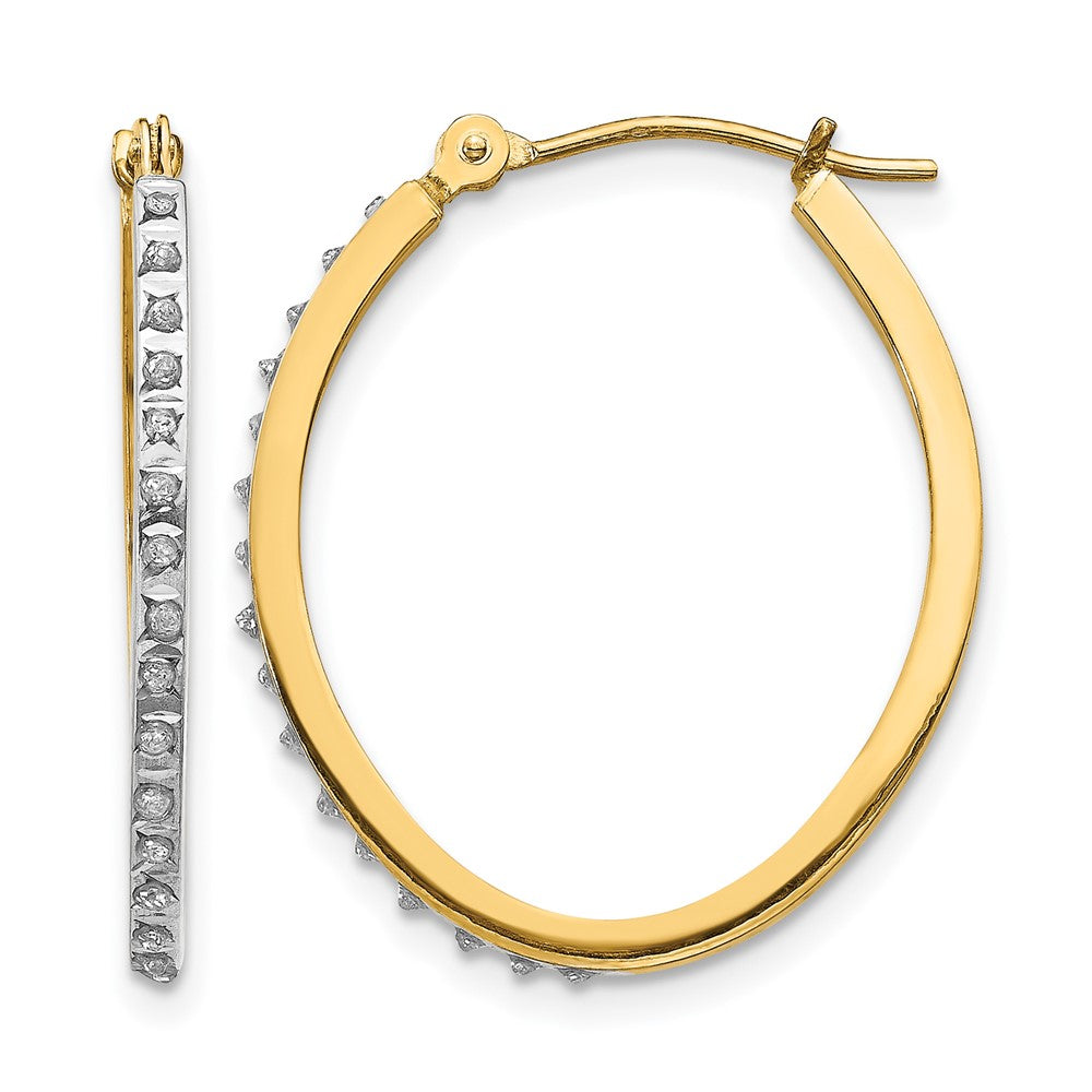 14k Diamond Fascination Diamond Dust/Accent 2x26mm Oval Hoop Earrings, 0.01 ct, 29 x 2 mm