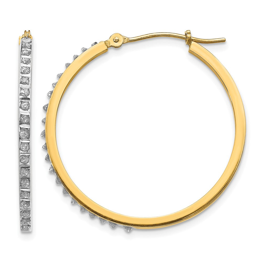 14k Diamond Fascination Diamond Dust/Accent 2x27mm Round Hoop Earrings, 0.01 ct, 27 x 2 mm